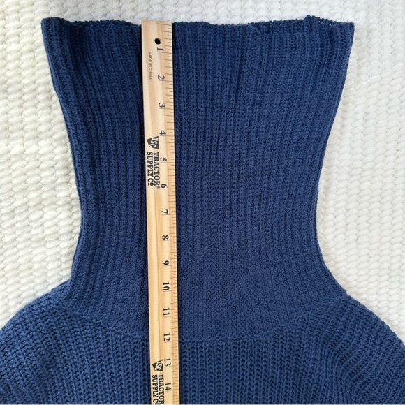 Pink Lily Womens M Oversized Fit Bulky Blue Silver Turtleneck Sweater Heavy - Picture 8 of 11